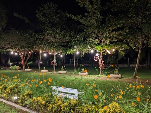 a park at night with flowers and lights at VistaBerge - Private, Nature, History in Bagac