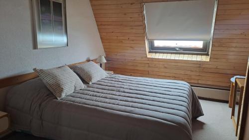 a bedroom with a large bed with a window at Edificio Atenas in Malargüe