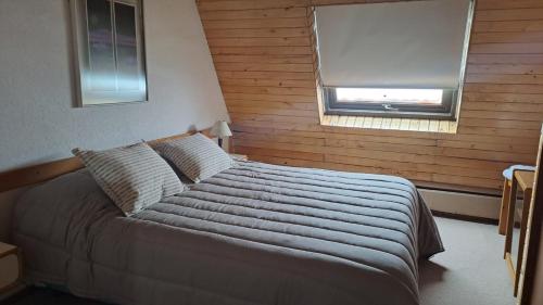 a bedroom with a large bed with a window at Edificio Atenas in Malargüe