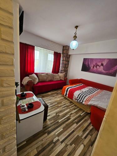 克拉約瓦的住宿－Anastasia Crib，客厅配有床和沙发