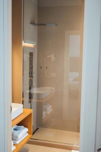 a bathroom with a shower and a sink at Al Pescatore - B&B in Bari
