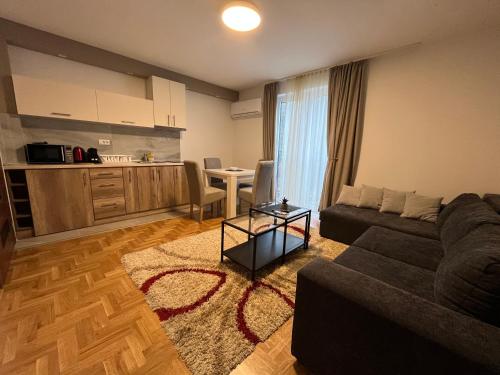 sala de estar con sofá y mesa en Vila Simfonija en Vrnjačka Banja