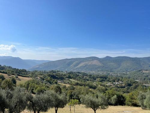 a view of a valley with trees and mountains at Villa Felici in Giuliano di Roma