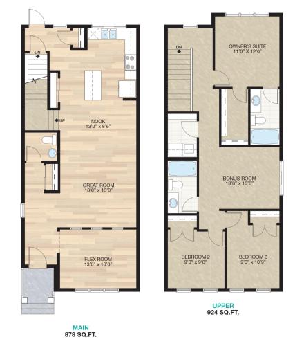 two floor plans of a house at Spacious Modern Home With King Bed & Office in Calgary