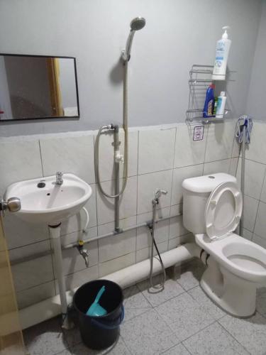 a bathroom with a toilet and a sink at Orchid Homestay in Labuan