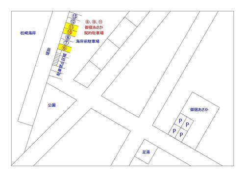 a drawing of the floor plan of a building at 源泉かけ流しの露天風呂を独り占め！一棟貸切旅館「御宿あさか」29名まで宿泊可 in Ena