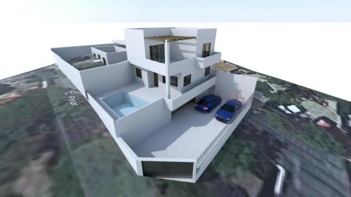 una representación de una casa con un coche en ella en Alhamar House with private pool, en Punta Umbría