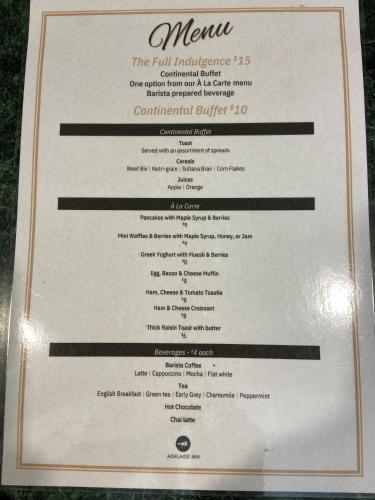 Certificado, premio, señal o documento que está expuesto en Adelaide Inn
