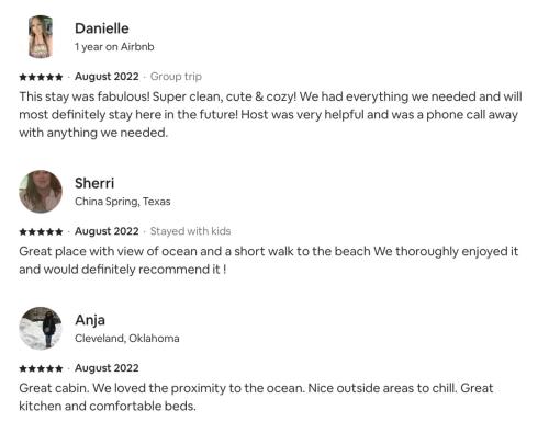 a screenshot of a page of a social media post with a picture of a dog at Steps to beach Golf Cart About Time Beach Retreat in Bolivar Peninsula