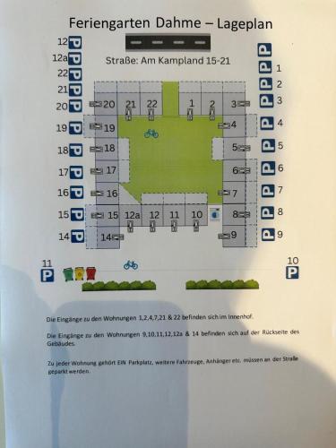 a diagram of the entrance to the perimeter of a building at Feriengarten Dahme W 8 in Dahme