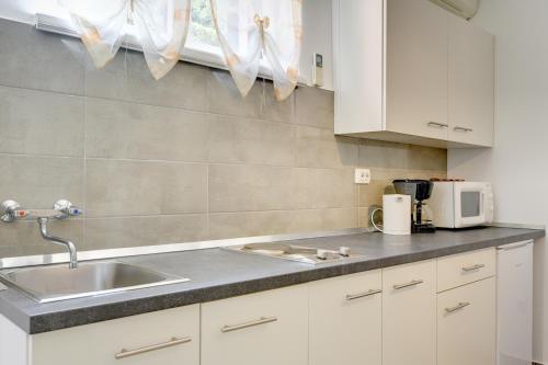 a kitchen with a sink and a microwave at House Aldo in Banjole