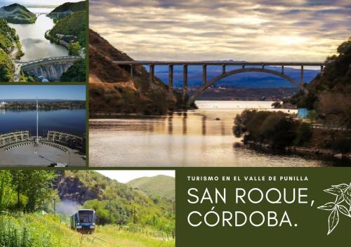 un collage de fotos de un río y un puente en Casitas del Lago en San Roque