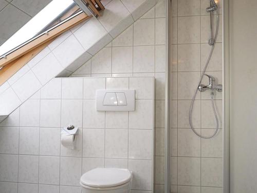 プレローにあるHaus am Brunnen Apartment 50のバスルーム(シャワー、トイレ付)