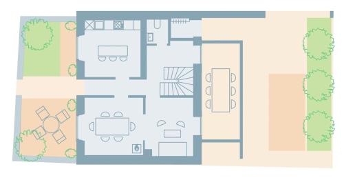 a floor plan of a house with furniture at Gästehaus Cantzheim in Kanzem