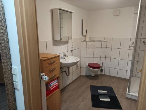 Koupelna v ubytování NEU Ferienwohnung Biesfeld-Altes Backhaus