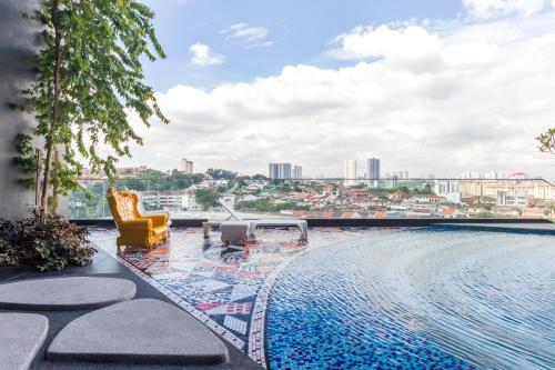 a swimming pool with a view of a city at Arte Cheras at Kuala Lumpur in Kuala Lumpur