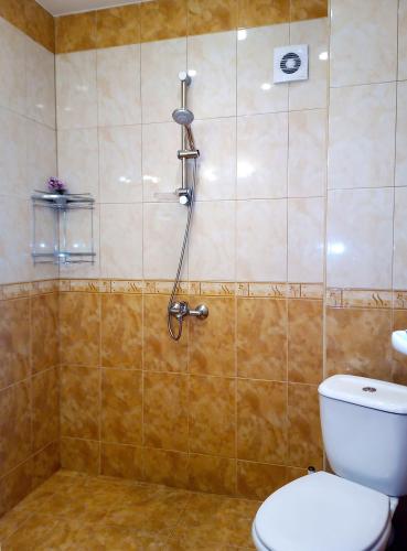 a bathroom with a shower with a toilet at "Maria Luisa" - Top center apartment in Sofia
