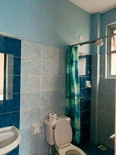 een badkamer met een toilet, een wastafel en een douche bij 2 Bedroom KMA Mtwapa Estate in Mtwapa