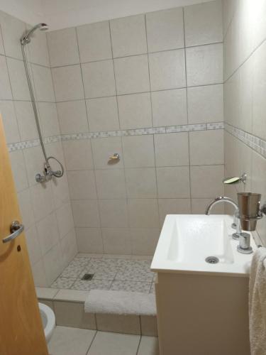 W łazience znajduje się prysznic i umywalka. w obiekcie TRANQUILO LOFT EN VISTALBA w mieście Vistalba