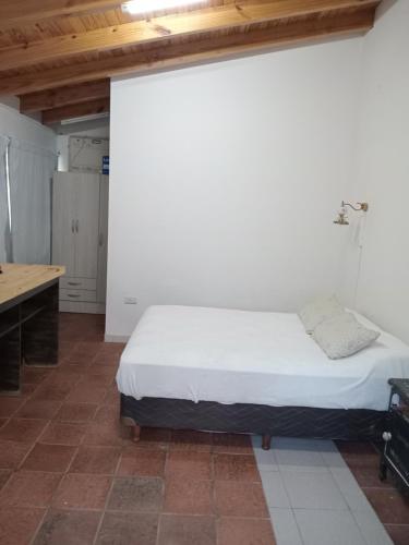 a bedroom with a bed and a desk in it at TRANQUILO LOFT EN VISTALBA in Vistalba