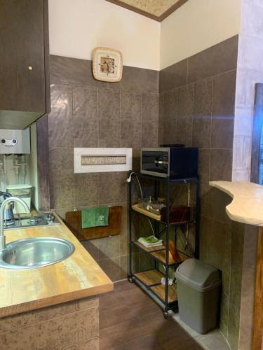 a bathroom with a sink and a counter top at Guests house Qotukner in Karbi