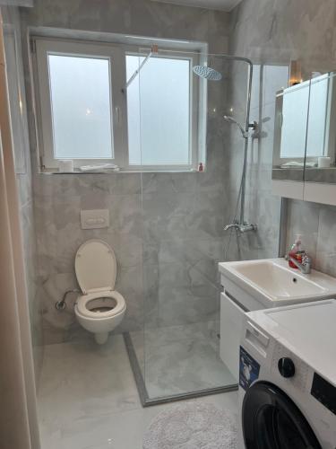 un bagno con un water e un lavandino di Dielli Apartment New a Pristina