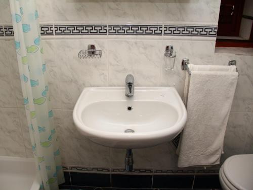 a bathroom with a white sink and a toilet at Holiday Home Blaž in Primošten