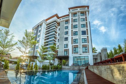a rendering of a hotel with a swimming pool at S Park Design Hotel in Vientiane
