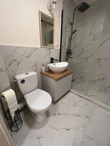 Koupelna v ubytování Apartament HERA