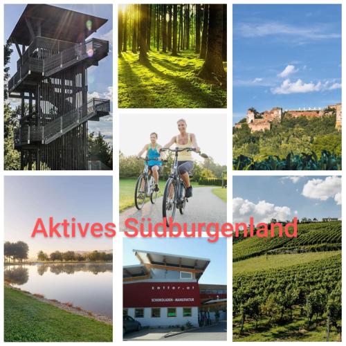 a collage of photos of various sights and landmarks at Gemütlichkeit am Vierkanthof - Apartment 1 in Wörterberg