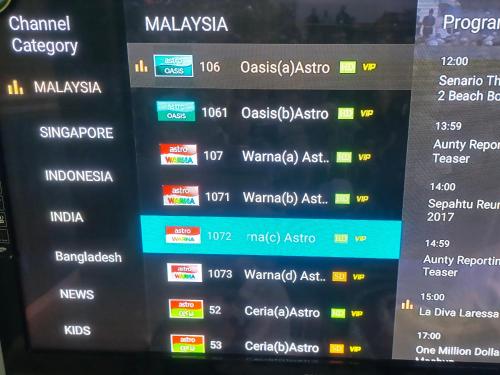 a television screen with the names of different countries at RIZQI HOMESTAY Sungai Siput with Wifi! Islamic Guest Only! in Kampong Rimba Panjang