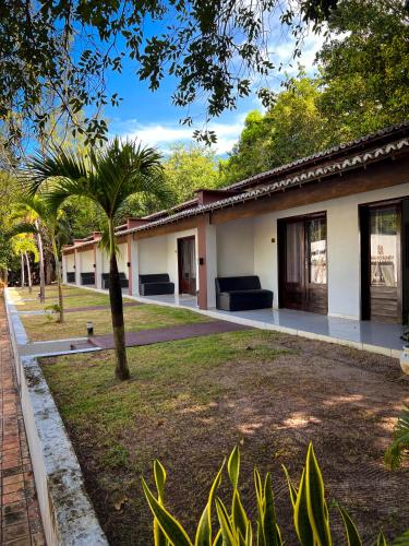 a house with a palm tree in the yard at Verde Mar Pipa Beach in Pipa