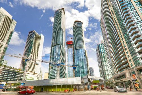 a group of tall buildings in a city at Home Away From Home in Toronto