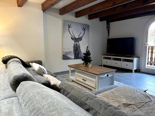 sala de estar con sofá y TV en Petite Etoile Cozy House en Marlenheim