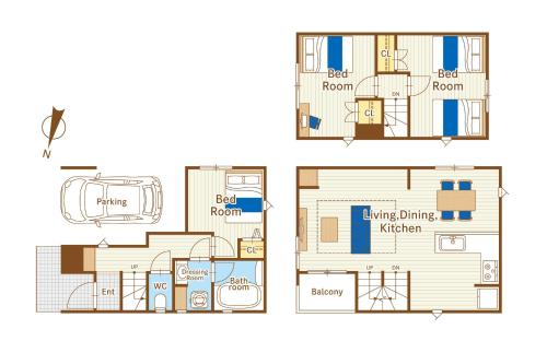 two different floor plans of a house at FINOA Residential Suite Kameari in Tokyo