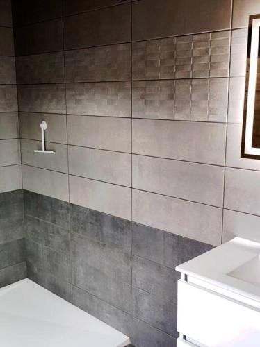 une salle de bain avec toilettes et lavabo dans l'établissement Gîte Papillon 6 à14 personnes - Jacuzzi, à Gérardmer