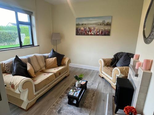 a living room with two couches and a tv at An Cnoc in Killorglin