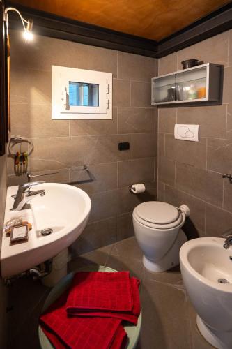 a bathroom with a white sink and a toilet at Agriturismo Terre Bianche in Teolo