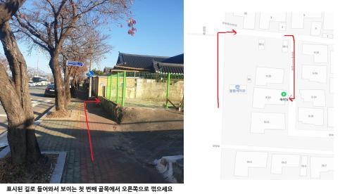 a red string is tied to a tree next to a street at Gyeongju Sugi's Guesthouse in Gyeongju