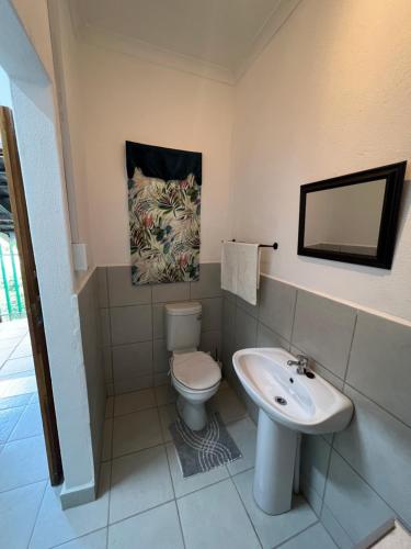 a bathroom with a toilet and a sink at Sister's Haven in Nelspruit