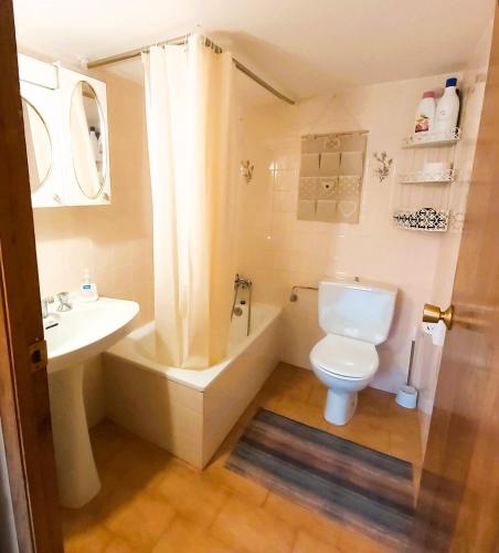 a bathroom with a white toilet and a sink at Casa das Peleteiro Ribeira Sacra in Ourense