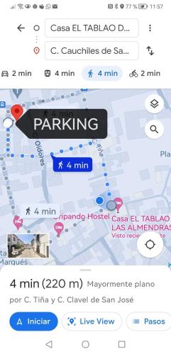 a screenshot of a cell phone with a map at Casa el "Tablao de las Almendras" in Granada