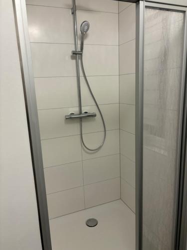 łazienka z prysznicem z głowicą prysznicową w obiekcie Anna´s Apartments w mieście Wiesbaden