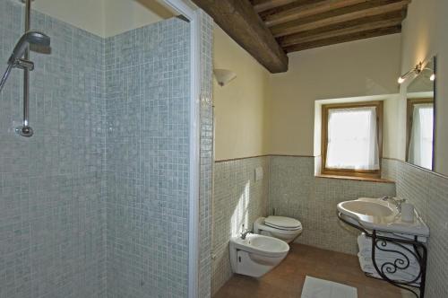 a bathroom with a toilet and a sink at Agriturismo Campo Lungo in San Donato in Poggio