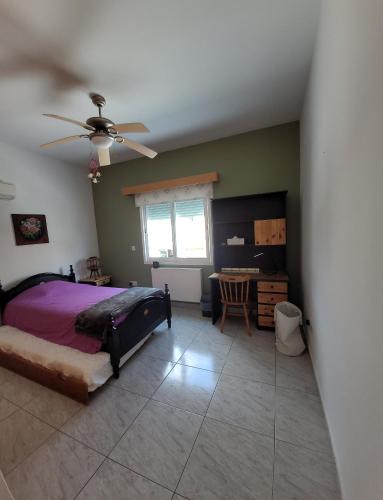 利馬索爾的住宿－Beautiful bedroom，一间卧室配有一张床和吊扇