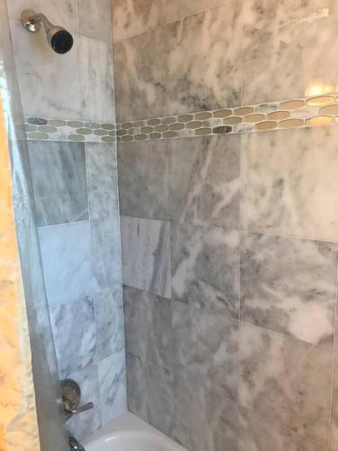 a bathroom with a shower with a toilet at CLARENDON,SUPRLOCATION,8ppl,PRIVATE,METRO,PARK in Arlington