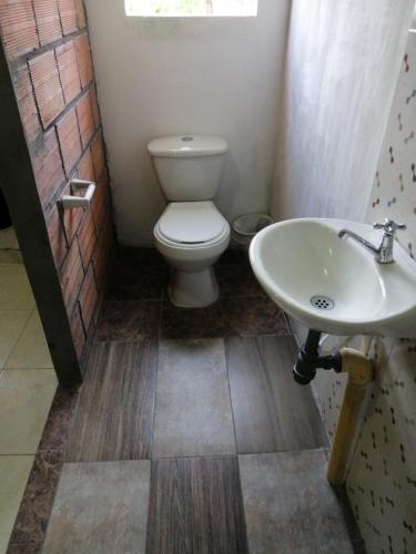 a bathroom with a toilet and a sink at Casa lowcost relajación total! in La Dorada