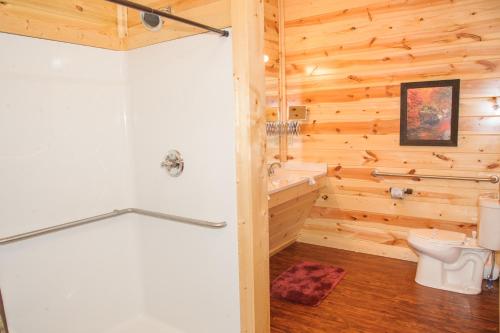 Ένα μπάνιο στο Breathtaking 14BR Cabin: Elevator Views Games Hot Tubs Galore
