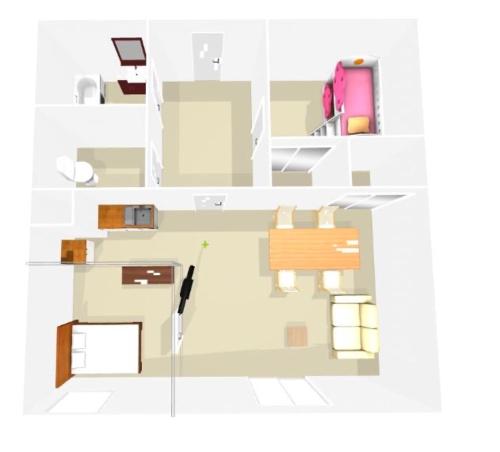 - un plan d'étage d'une chambre avec un bureau dans l'établissement Tout confort sur les pistes, à Saint-François-Longchamp