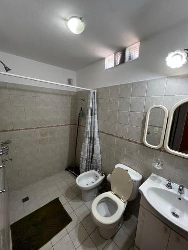 ein Badezimmer mit Toilette und Waschbecken in der Unterkunft ALQUILO DEPTO AMUEBLADO 2 DORMITORIOS EN MICROCENTRO in Río Cuarto